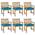 Cadeiras de Jardim C/ Almofadões Azul-claro 6 pcs Teca Maciça