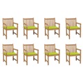 Cadeiras de Jardim Almofadões Verde Brilhante 8 pcs Teca Maciça
