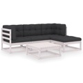 Conjunto Lounge de Jardim C/ Almofadões Pinho Maciço 5 pcs