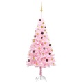 Árvore de Natal Artificial C/ Luzes LED e Bolas 180 cm Pvc Rosa