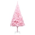 Árvore de Natal Artificial C/ Luzes LED e Bolas 210 cm Pvc Rosa