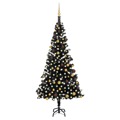 Árvore de Natal Artificial C/ Luzes LED e Bolas 210 cm Pvc Preto