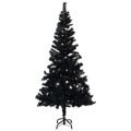 Árvore de Natal Artificial C/ Luzes LED e Bolas 210 cm Pvc Preto