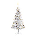 Árvore Natal Artificial C/ Luzes Led/bolas 180 cm Pet Prateado