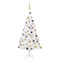 Árvore de Natal Artificial + Luzes LED e Bolas 120cm Pvc Branco