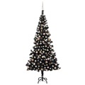 Árvore de Natal Artificial C/ Luzes LED e Bolas 240cm Pvc Preto