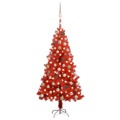 Árvore Natal Artificial C/ Luzes LED e Bolas 150cm Pvc Vermelho