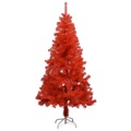 Árvore Natal Artificial C/ Luzes LED e Bolas 150cm Pvc Vermelho