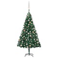 Árvore de Natal Artificial C/ Luzes LED e Bolas 120cm Pvc Verde