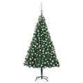 Árvore de Natal Artificial C/ Luzes LED e Bolas 210cm Pvc Verde