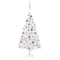 Árvore Natal Artificial C/ Luzes LED e Bolas 180 cm Pvc Branco