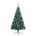 Meia Árvore Natal Artificial C/ Luzes LED e Bolas 120 cm Verde