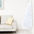 Meia Árvore Natal Artificial C/ Luzes LED e Bolas 210 cm Branco