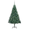 Árvore de Natal Artificial C/ Luzes LED e Bolas 210cm Pvc Verde