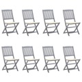 Cadeiras de Exterior Dobráveis 8pcs C/ Almofadões Acácia Maciça