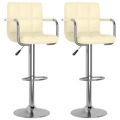 Bancos de Bar 2 pcs Couro Artificial Cor Creme