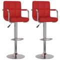 Bancos de Bar 2 pcs Couro Artificial Vermelho Tinto