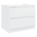 Mesa de Cabeceira 50x39x43,5 cm Contraplacado Branco Brilhante