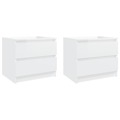 Mesas de Cabeceira 2pcs 50x39x43,5cm Contrapl. Branco Brilhante