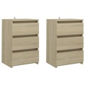 Mesas Cabeceira 2pcs 40x35x62,5cm Contraplacado Carvalho Sonoma