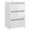 Mesa de Cabeceira 40x35x62,5 cm Contraplacado Branco Brilhante