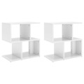 Mesas de Cabeceira 2pcs 50x30x51,5cm Contrapl. Branco Brilhante