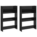 Sapateiras de Parede 2pcs 60x18x90cm Contrapl. Preto Brilhante