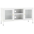 Móvel de Tv 105x35x52 cm Aço e Vidro Branco