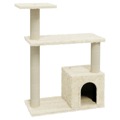 Árvore para Gatos C/ Postes Arranhadores Sisal 70 cm Cor Creme