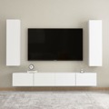 Conjunto de Móveis de Tv Contraplacado Branco 4 pcs