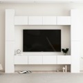 Conjunto de Móveis de Tv Contraplacado Branco 8 pcs