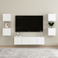 Conjunto de Móveis de Tv Contraplacado Branco 6 pcs