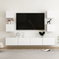 Conjunto de Móveis de Tv Contraplacado Branco 6 pcs