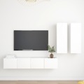 Conjunto de Móveis de Tv Contraplacado Branco 4 pcs