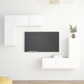 Conjunto de Móveis de Tv Contraplacado Branco 4 pcs