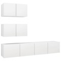 Conjunto de Móveis de Tv Contraplacado Branco 4 pcs