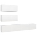 Conjunto de Móveis de Tv Contraplacado Branco 4 pcs