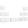 Conjunto de Móveis de Tv Contraplacado Branco 7 pcs