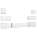 Conjunto de Móveis de Tv Contraplacado Branco 8 pcs