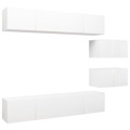 Conjunto de Móveis de Tv Contraplacado Branco 6 pcs