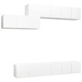 Conjunto de Móveis de Tv Contraplacado Branco 7 pcs