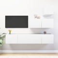 Conjunto de Móveis de Tv Contraplacado Branco 4 pcs