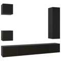 Conjunto de Móveis de Tv Contraplacado Preto 5 pcs