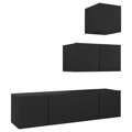 Conjunto de Móveis de Tv Contraplacado Preto 4 pcs