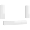 Conjunto de Móveis de Tv Contraplacado Branco Brilhante 4 pcs