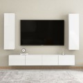 Conjunto de Móveis de Tv Contraplacado Branco Brilhante 4 pcs