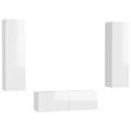 Conjunto de Móveis de Tv Contraplacado Branco Brilhante 3 pcs