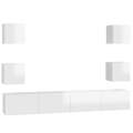 Conjunto de Móveis de Tv Contraplacado Branco Brilhante 6 pcs