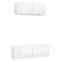 Conjunto de Móveis de Tv Contraplacado Branco Brilhante 2 pcs