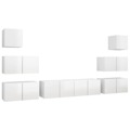 Conjunto de Móveis de Tv Contraplacado Branco Brilhante 8 pcs